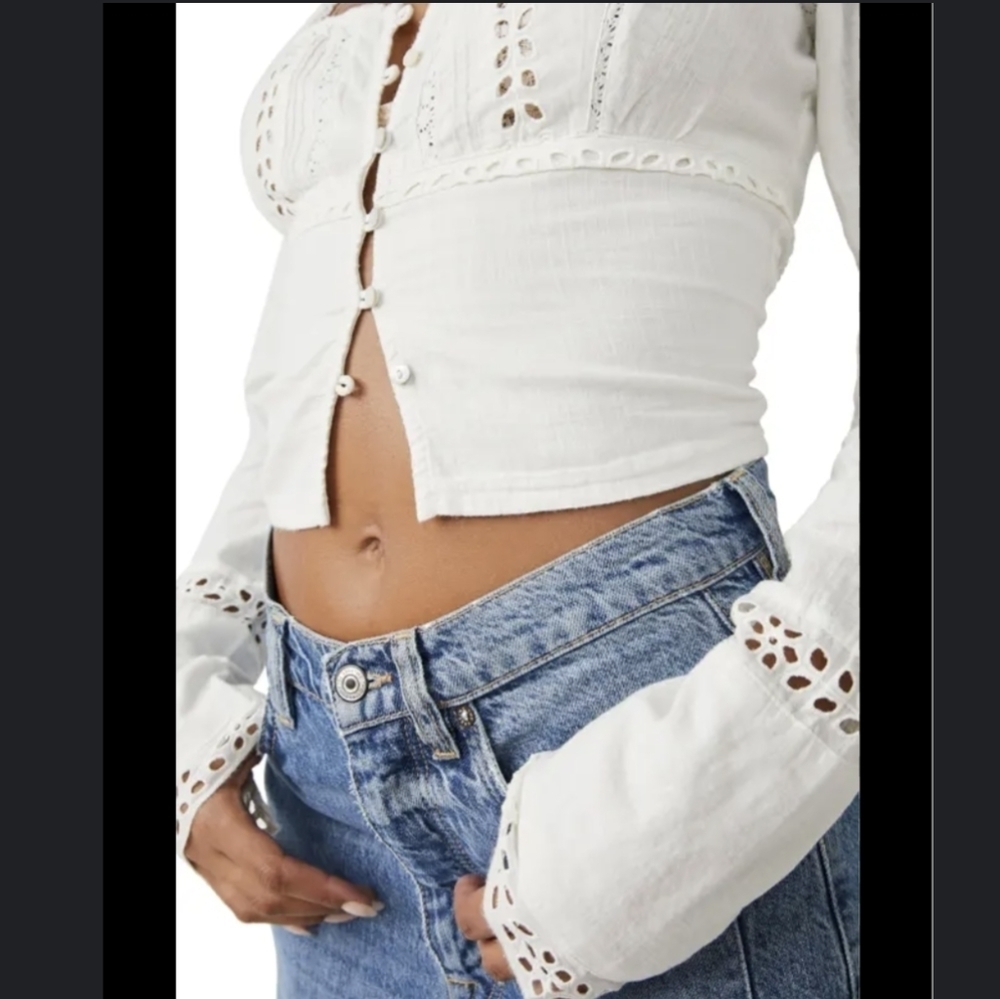 FREE People white joi blouse xs - Picture 6 of 15